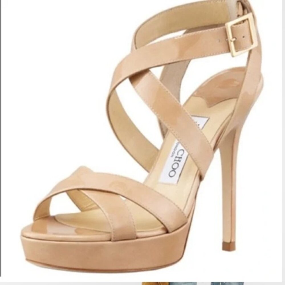 Authentic Jimmy Choo Vamp Crisscross Sandals 38.5